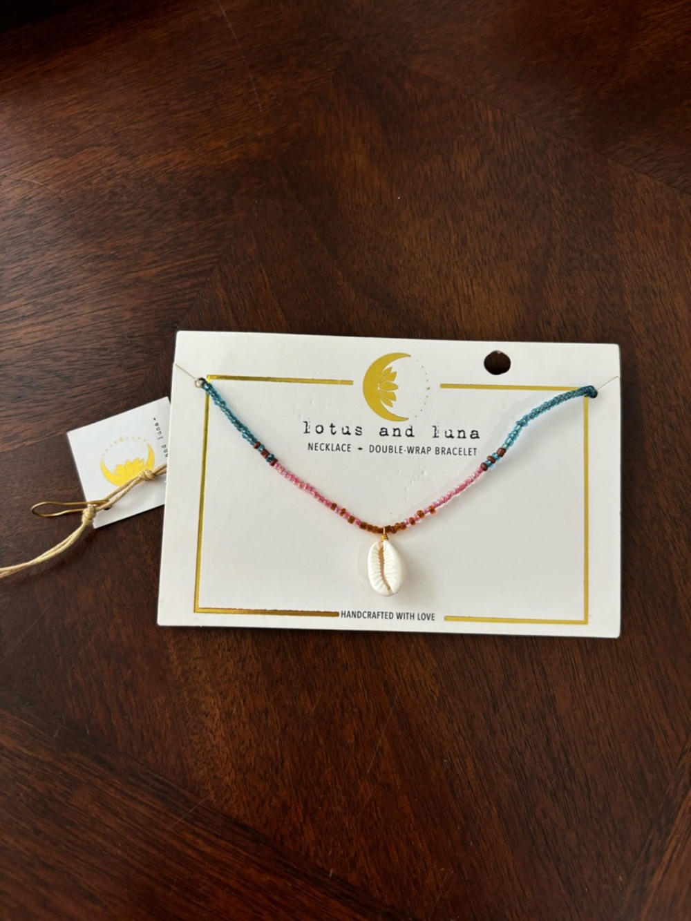 3 PACK Lotus and Luna Beaded Shell Necklace - Double Wrap Bracelet